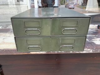 Vintage 2 Stack 4 Drawer Green File Cabinet Industrial Steel
