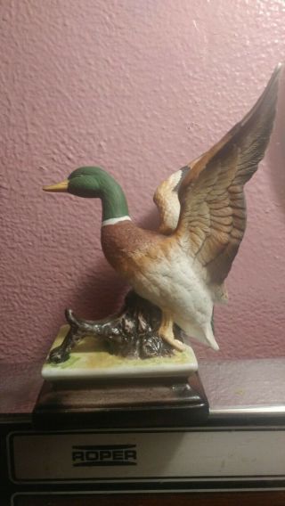 Rare Vintage Mallard Duck Figurine Statue Porcelain Hand Painted