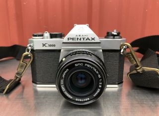 Vintage Pentax Asahi K1000 35mm Slr Film Camera With Smc Pentax - M 50mm Lens