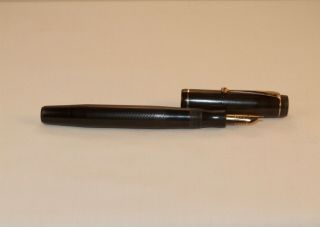 Vintage Mentmore Auto Flow Fountain Pen - Black Chased Hard Rubber - C1934