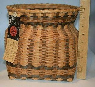 Fine Cherokee Indian White Oak Basket Agnes Welch Qualla Tag Native American