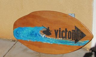 Vintage Victoria Woody Skimboard With Surfer Laguna Beach 41 " X 21 "