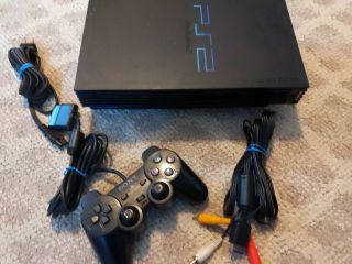 Vintage Sony Playstation 2 Black System & Controller Ps2 Cosmetic Wear