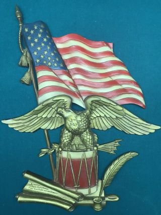 Vintage 1968 Sexton Patriotic American Eagle Shield Flag Drum Aluminum Wall.