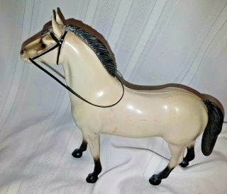 Vintage Toys Gray Hard Plastic Horse With Reins 8 " Tall