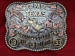 1993 Vintage Rodeo Trophy Belt Buckle El Paso Texas Bull Riding Champion 70