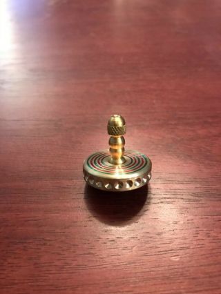 Brass Spinning Top With Ceramic Bearing,  Red Green And Index (over 6 Min Spin)