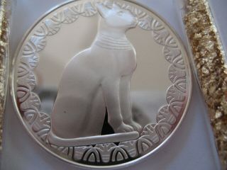 26 GRAMS.  925 SILVER RARE FRANKLIN PROOF EGYPT GOOD LUCK KITTY CAT COIN,  GOLD 2
