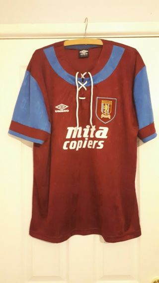 Nwot 1992 - 1993 Aston Villa Fc Umbro Home Football Shirt Xl Vintage P & P