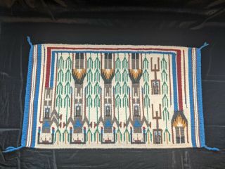 Yeibichai Navajo wool rug hand woven by Laberta Martin 2