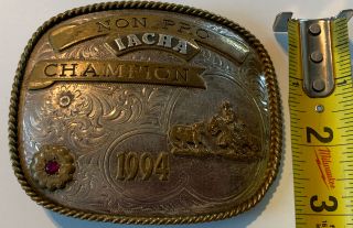 Gist Non - pro Rodeo IACHA Champion Sterling Overlay Belt Buckle Western 3
