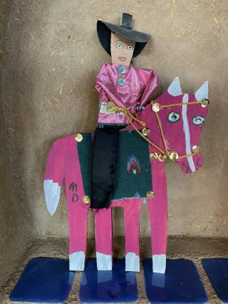 Mamie Deschillie Navajo Folk Art Cardboard Cowboy Horse Rider
