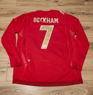 Vintage England 2006/08 Beckham 7 Away Long Sleeve Football Shirt - Large