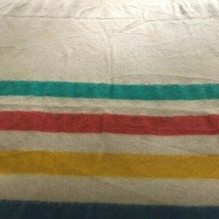 Vintage NO LABEL Wool Striped Blanket,  For Its Vintage; 84 