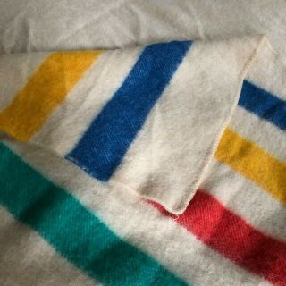 Vintage NO LABEL Wool Striped Blanket,  For Its Vintage; 84 