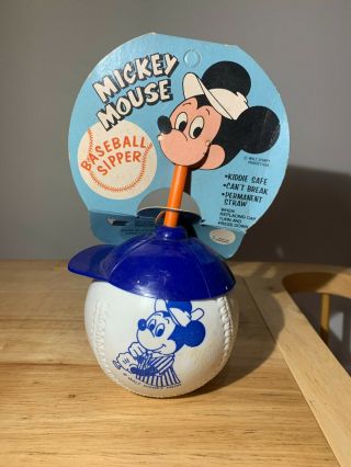 Vintage Mickey Mouse Baseball Sipper 1980s Cup Bottle