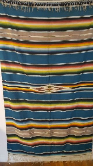 Vintage Mexican Saltillo Serape Blanket Rug Wool 7 