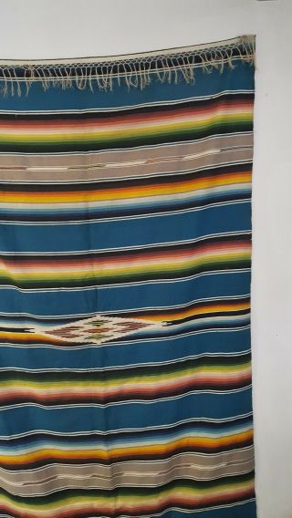 Vintage Mexican SALTILLO Serape Blanket Rug Wool 7 ' 0 