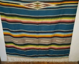 Vintage Mexican SALTILLO Serape Blanket Rug Wool 7 ' 0 