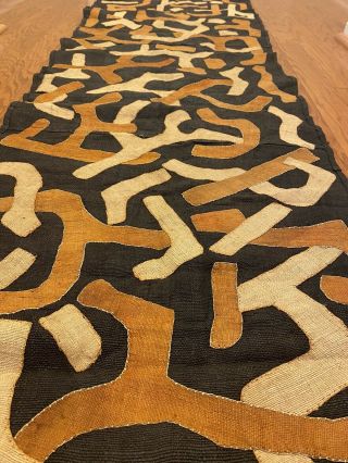 9 Feet African (congo) Kuba Raffia Cloth Fabric,  Natural Woven Handmade