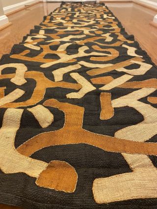 9 feet African (Congo) Kuba Raffia cloth fabric,  natural woven handmade 3