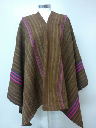 Peruvian Shaman Heavy Handmade Poncho - Cape Andean Mountain Woven Textile