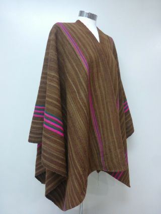 Peruvian Shaman Heavy Handmade Poncho - Cape Andean Mountain Woven Textile 2