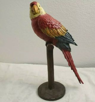 Tropical Rainforest Paradise Bird Scarlet Macaw Parrot Perching On Branch Statue