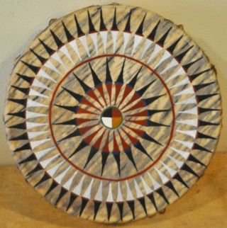 Medicine Wheel / 14 " Native Drum Painted By Lakota Artist Sonja Holy Eagle