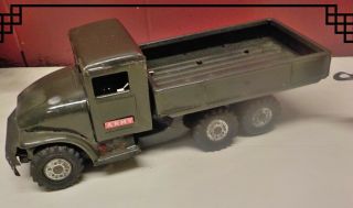 Vintage Japanese Tin Friction US Army Truck With Wagon 2
