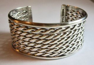 Vintage Taxco Mexico Sterling Silver Braided Woven Design Cuff Bracelet 6 ¾”