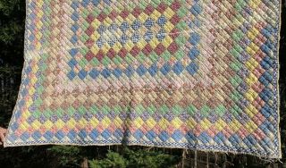 Vintage Feed Sack Quilt Cutter Patchwork Squares 58x73 3