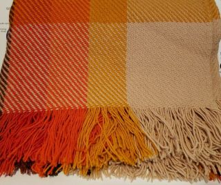 Vtg Pendleton Multi Colors Plaid Throw Blanket Virgin Wool 54 " X67 " Fringe Usa