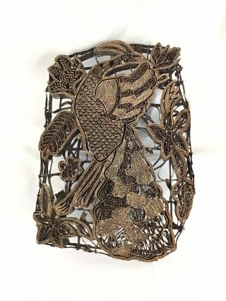 Vintage Copper Batik Stamp Tjap Chop Phoenix Bird Javanese Indonesian