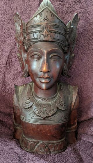 Bali Carved Wood Sculpture Of Ardjuna,  Statue Wooden Figure,  13.  5 " Tall.