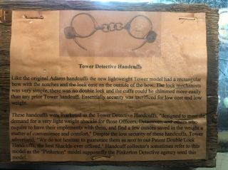 TOWER DETECTIVE western cowboy sheriff marshal handcuffs spurs w key 6