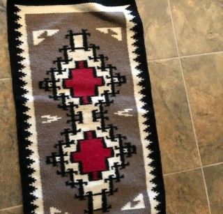 Indian Rug 1 (approx.  37 X 21) Red,  Black,  White,  And Grey