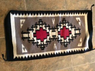 Indian RUG 1 (Approx.  37 X 21) Red,  Black,  White,  and Grey 2