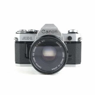 Canon Ae - 1 35mm Slr Reflex Vintage Film Camera With Canon Lens Fd 50mm 1:1.  8