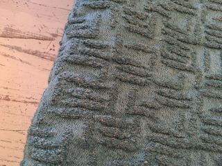 Vintage Mcm Retro Barkcloth Upholstery Fabric Teal Metallic Thread 3.  6 Yd G 2