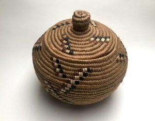 Thompson River Salish Basket Woven By Rose Skuki 1968.  Traditional Pnw
