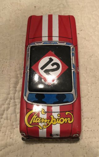 Vtg 60s Made In Japan Tin Litho Friction Race Car Toy Champion 12