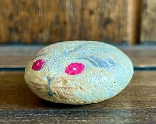 Blonde Guinea Pig W/ Ruby Eyes Hand - Painted River Stone By Mary Nell Malone 024