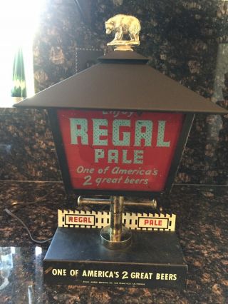 Vintage Lighted Motion Regal Pale Beer Advertising Sign Lamp Post Lantern