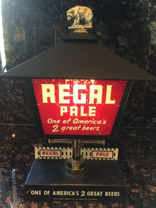 Vintage Lighted Motion Regal Pale Beer Advertising Sign Lamp Post Lantern 2
