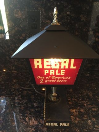 Vintage Lighted Motion Regal Pale Beer Advertising Sign Lamp Post Lantern 3
