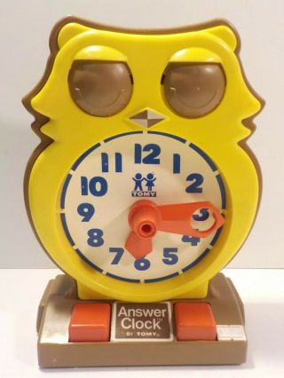 D Vtg‼ 1975 Tomy Answer Clock Owl Analog Learning Homeschool Toy • Great