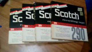 Scotch Brand 290 7 " Reel To Reel Pre - Recorded Tapes (1/4 " X3600 Ft.  Tapes) 4 Ea