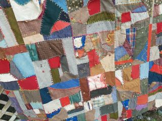 VINTAGE HANDMADE FARM COUNTRY PATCHWORK PATTERN QUILT 70 