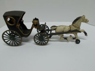 Cast Iron Horse Drawn Coach/carriage W/ Passenger Missing Driver